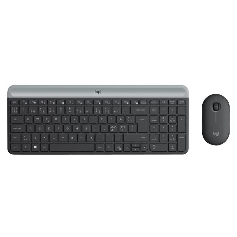 Logitech Slim Wireless Combo MK470 - Wireless Keyboard and Mouse Set - 2.4GHz - Nordic Gray