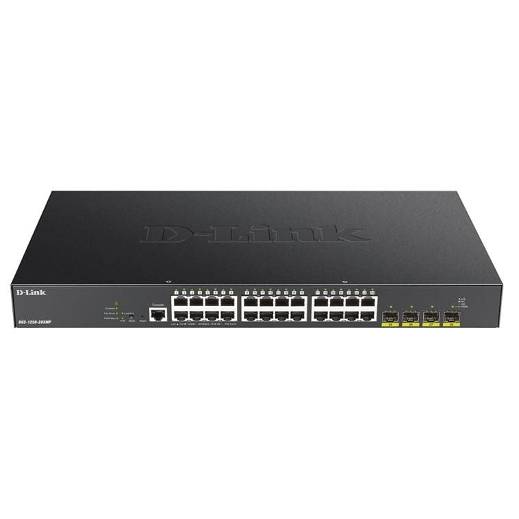 D-Link DGS 1250-28XMP - Network Switch - L3 Lite - Intelligent - 24 x 10/100/1000 (PoE) + 4 x 10 Gigabit SFP+ - Rack Mountable - PoE (370 W)