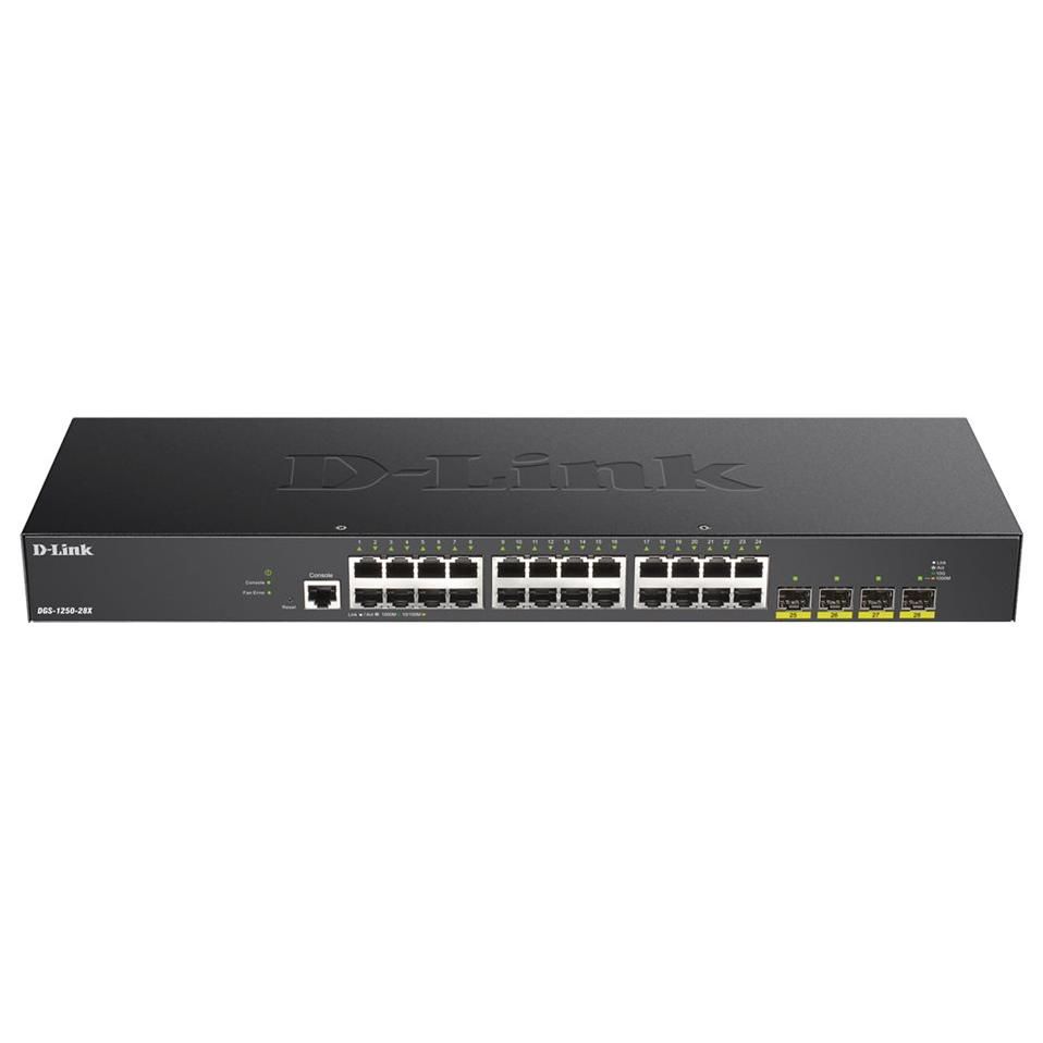 D-Link DGS 1250-28X - Switch - L3 Lite - Intelligent - 24x 10/100/1000 + 4x 10Gb SFP+ - Rack-mountable
