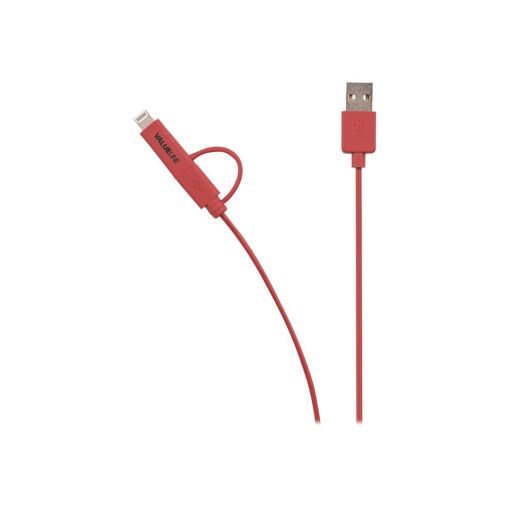 Câble de chargement/données Nedis Valueline 1 m USB mâle à Micro-USB type B, Lightning mâle - Rouge