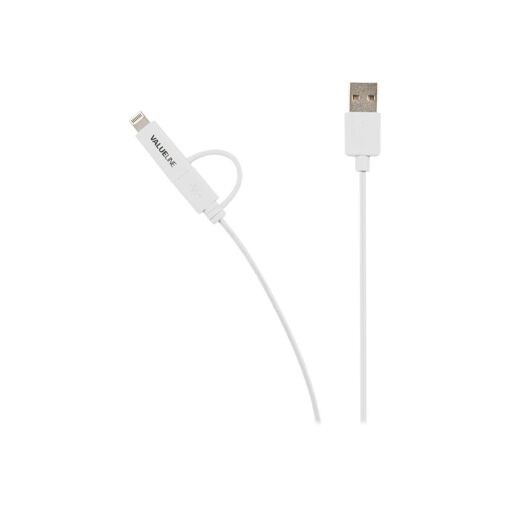 Câble de chargement et de données Nedis Valueline 1 m USB à Micro-USB et Lightning - Blanc