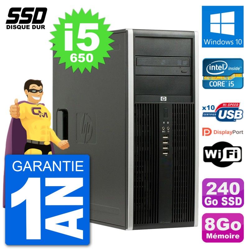 HP 8100 Elite PC - Intel Core i5, 8GB RAM, 240GB SSD, Windows 10, WiFi