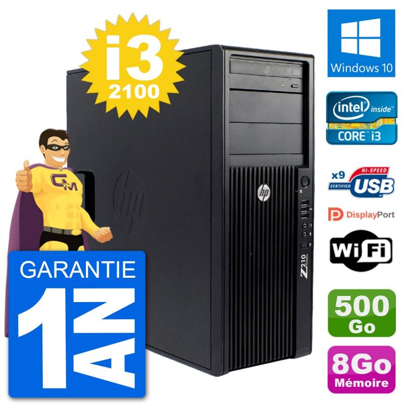 HP Z210 WorkStation - Intel Core i3-2100, 8GB RAM, 500GB HDD, Windows 10, WiFi