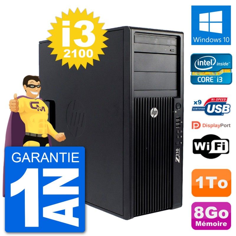 HP Z210 Workstation - Intel Core i3-2100, 8GB RAM, 1TB HDD, Windows 10, WiFi
