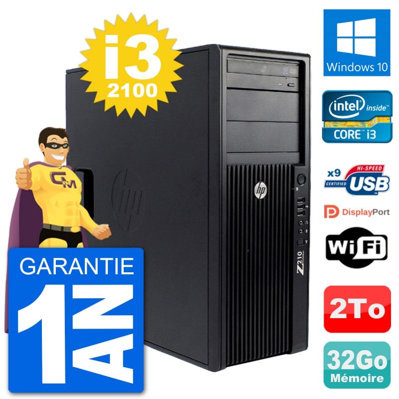 HP Z210 WorkStation - Intel Core i3-2100, 32GB RAM, 2TB HDD, Windows 10, WiFi