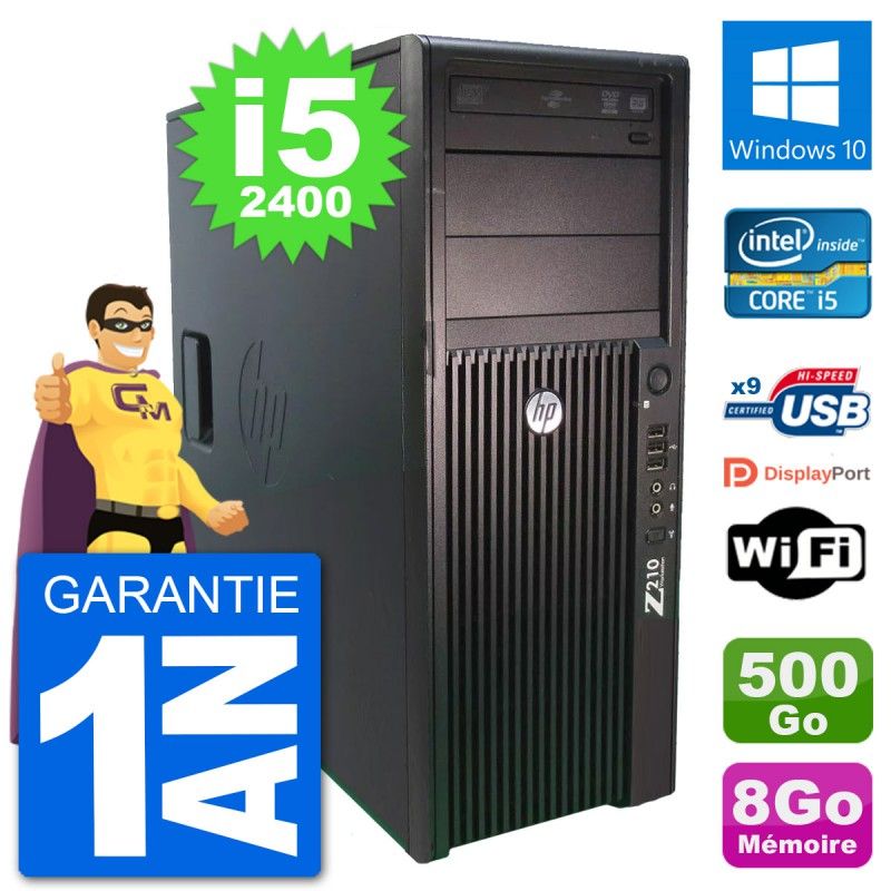 HP Z210 Workstation - Intel Core i5-2400, 8GB RAM, 500GB HDD, Windows 10, WiFi