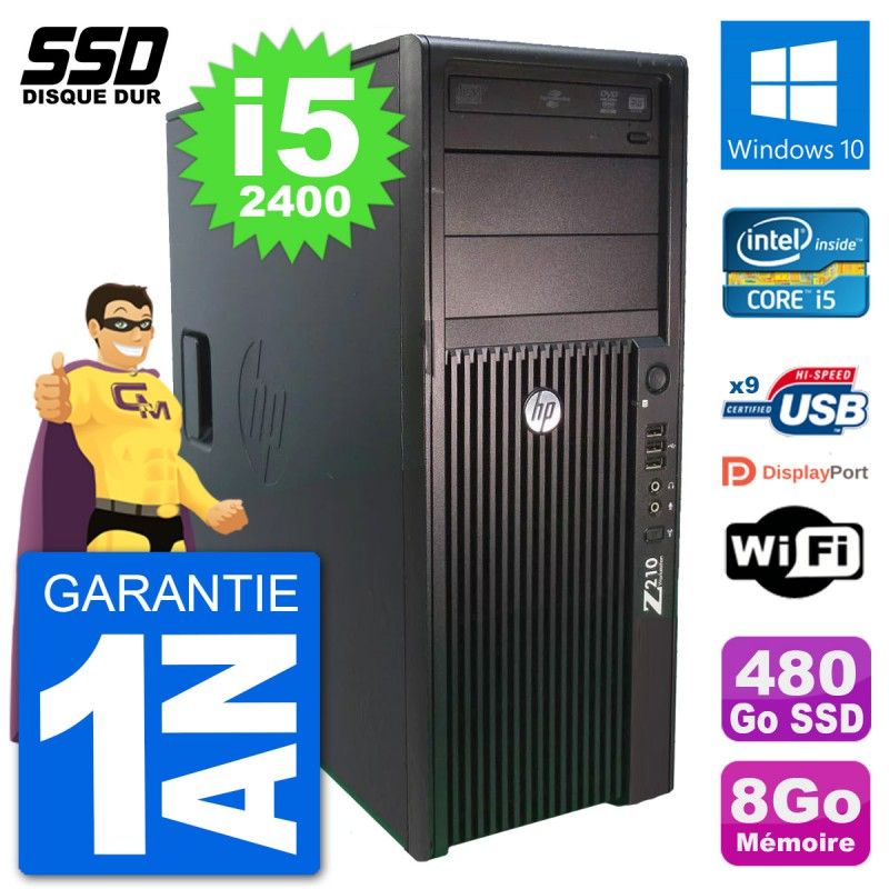 HP WorkStation Z210 PC - Intel Core i5, 8GB RAM, 480GB SSD, Windows 10