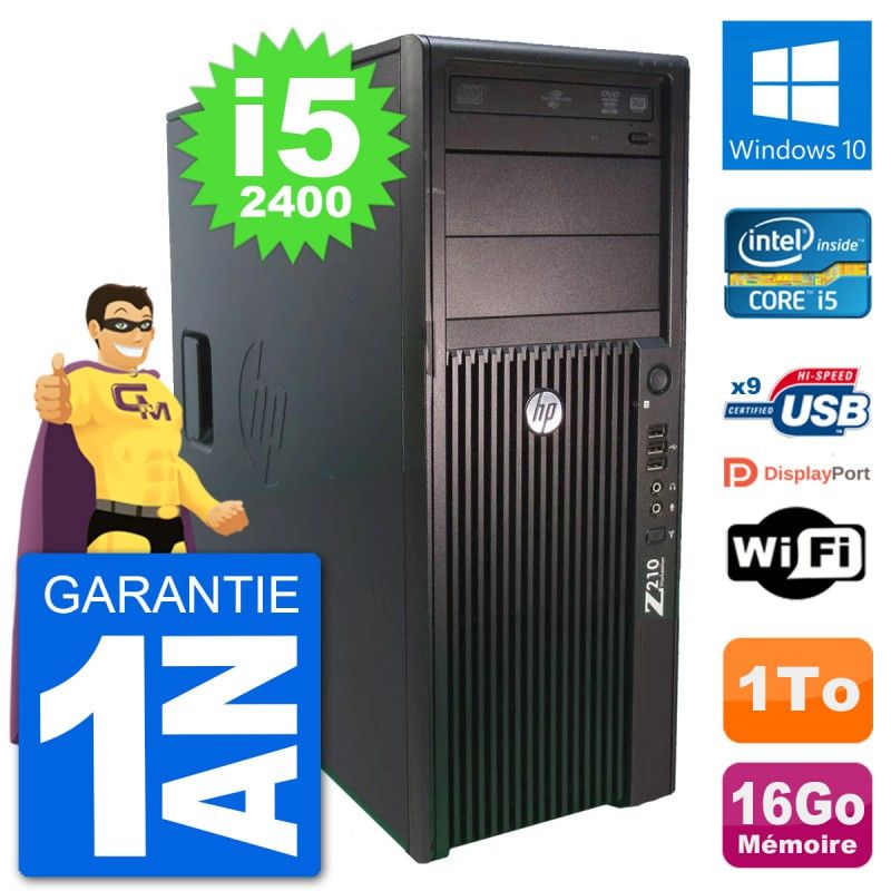 HP Z210 Workstation - Intel Core i5-2400, 16GB RAM, 1TB HDD, Windows 10, WiFi