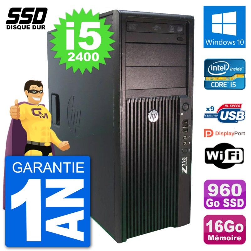 HP Z210 Workstation - Intel Core i5, 16GB RAM, 960GB SSD, Windows 10