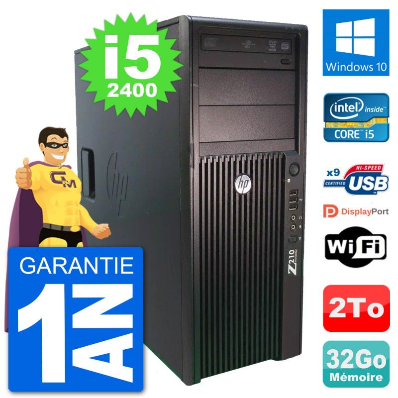 HP Z210 Workstation - Intel Core i5-2400, 32GB RAM, 2TB HDD, Windows 10, WiFi