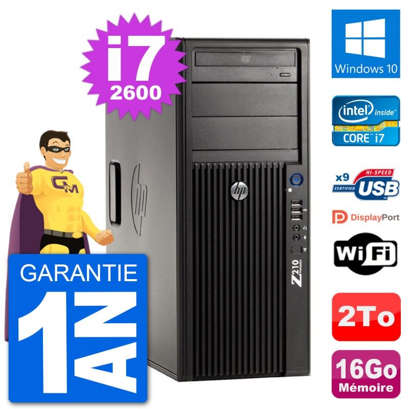 HP Z210 Workstation - Intel Core i7-2600, 16GB RAM, 2TB HDD, Windows 10, WiFi