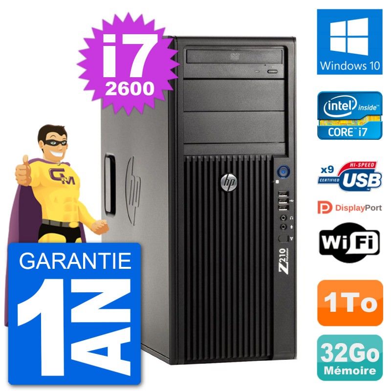 PC de trabajo HP Z210 - Procesador Intel Core i7, 32GB de RAM, 1TB HDD, Windows 10, WiFi