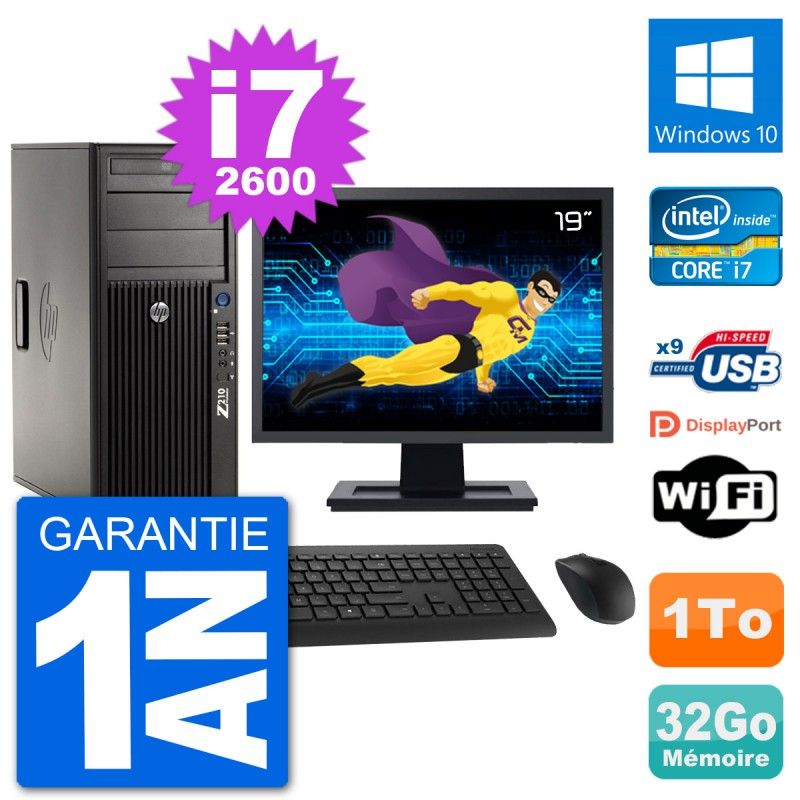 HP Z210 Workstation Computer - 19" Screen, Intel i7-2600, 32GB RAM, 1TB Hard Drive, Windows 10, WiFi