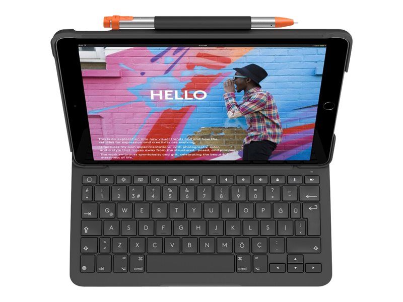 Logitech Slim Folio - Wireless Bluetooth Keyboard and Case - Graphite for Apple 10.2-inch iPad (7th, 8th, 9th Generation)