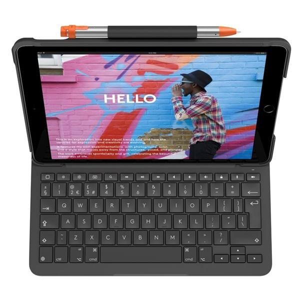 Logitech Slim Folio - Wireless Keyboard and Case - Bluetooth - QWERTY - UK - Graphite for Apple 10.2-inch iPad (7th, 8th, 9th Gen)