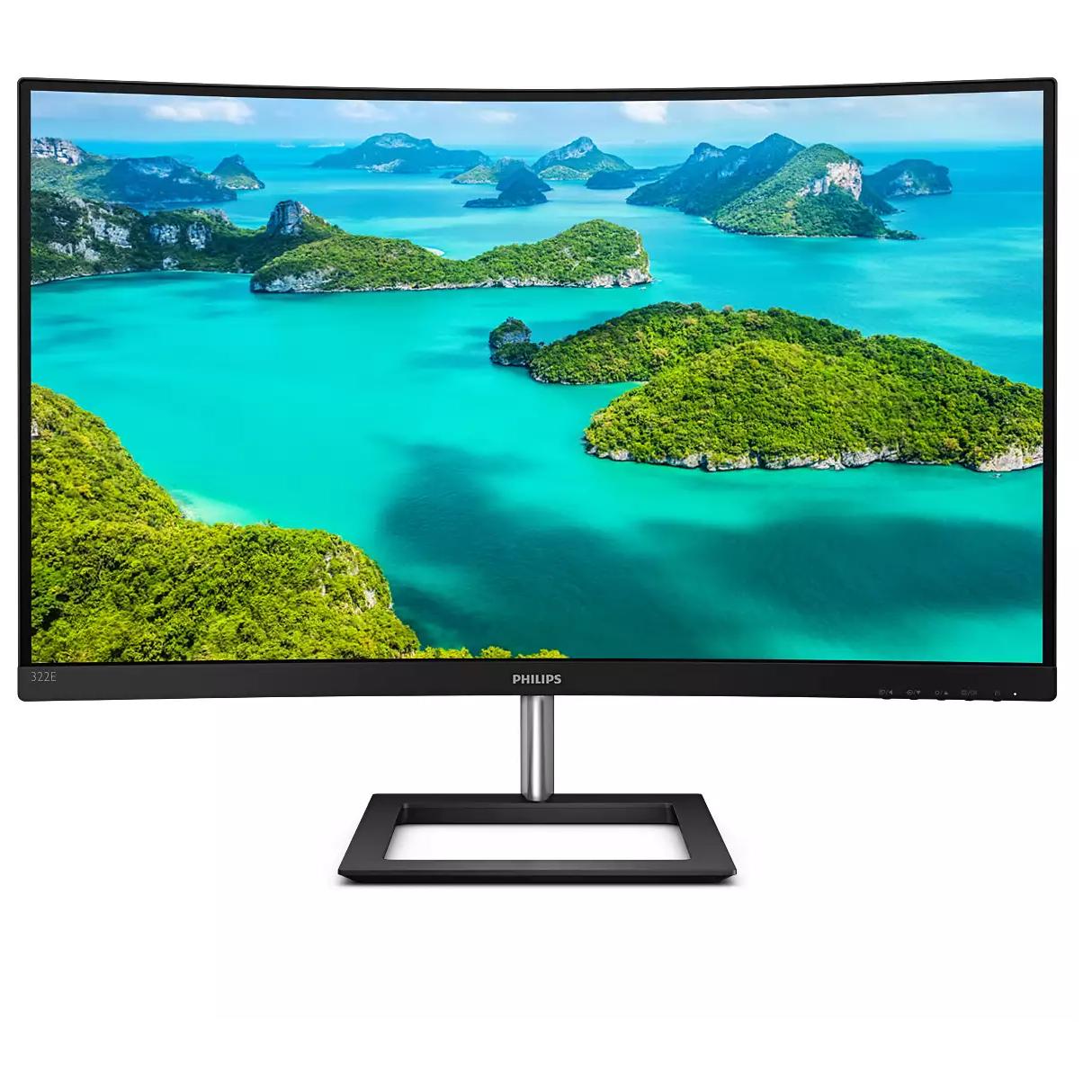 Philips E-line 322E1C - Écran LED - incurvé - 32" (31.5" visualisable) - 1920 x 1080 Full HD (1080p) @ 75 Hz - VA - 250 cd/m² - 3000:1 - 4 ms - HDMI, VGA, DisplayPort - noir texturé