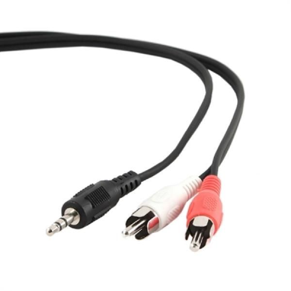 Câble audio Gembird 0,2 m, 3,5 mm/2xRCA, M/M noir, rouge, blanc