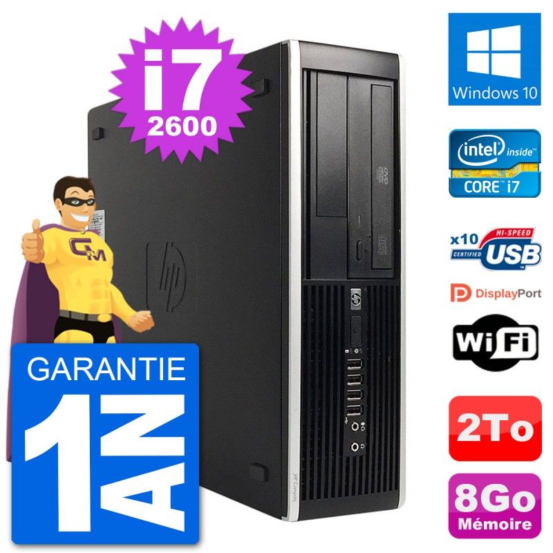 PC de escritorio HP Compaq 6200 Pro SFF - Intel i7-2600, 8GB de RAM, 2TB HDD, Windows 10, WiFi