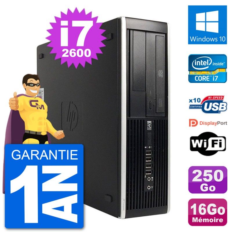 HP Compaq 6200 Pro SFF Desktop PC - Intel i7, 16GB RAM, 250GB SSD, Windows 10, WiFi