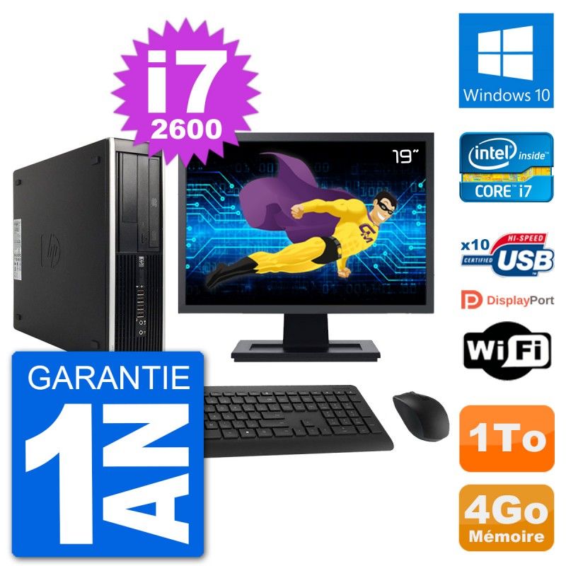 PC de escritorio HP Compaq 6200 Pro SFF - Pantalla de 19', i7-2600, 4 GB de RAM, 1 TB HDD, Windows 10, WiFi
