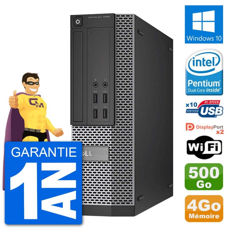 PC de escritorio Dell OptiPlex 7020 SFF - Procesador Intel G3220, 4GB RAM, 500GB HDD, Windows 10, WiFi