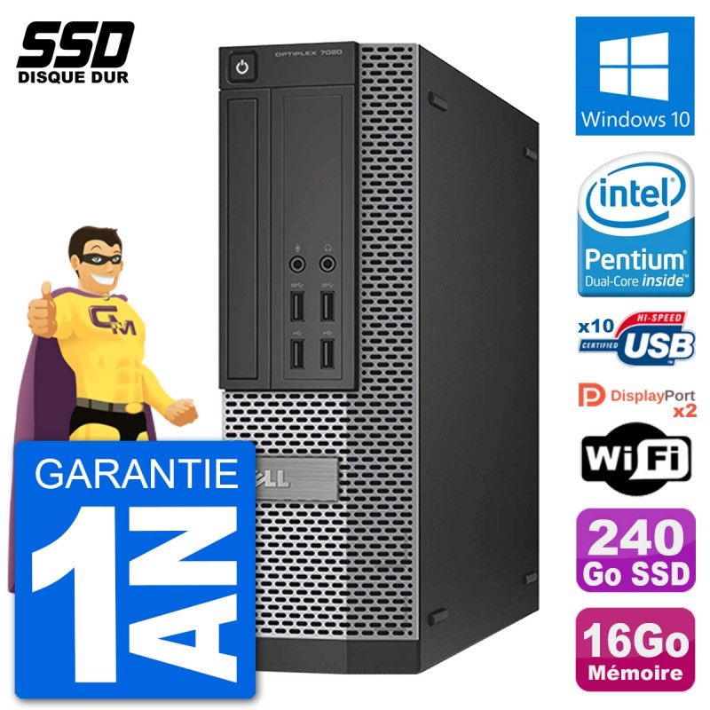 PC Dell OptiPlex 7020 SFF - Intel G3220, 16GB RAM, 240GB SSD, Windows 10, WiFi