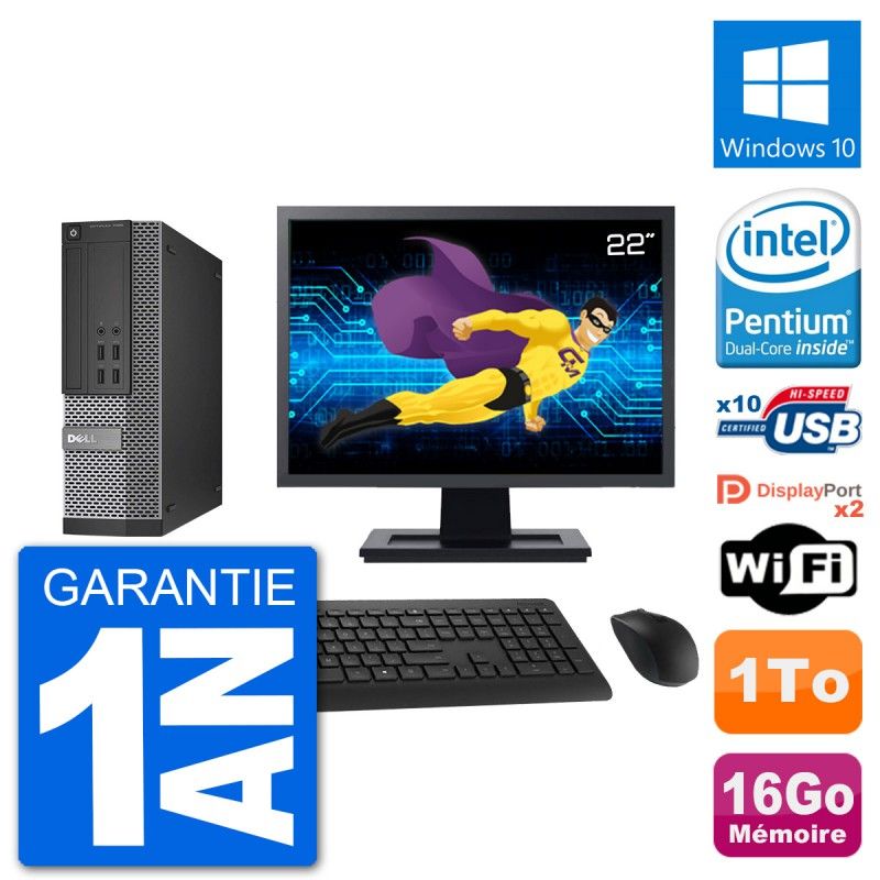 Dell Optiplex 7020 SFF PC - 22" Screen, Intel G3220, 16GB RAM, 1TB Hard Drive, Windows 10, WiFi