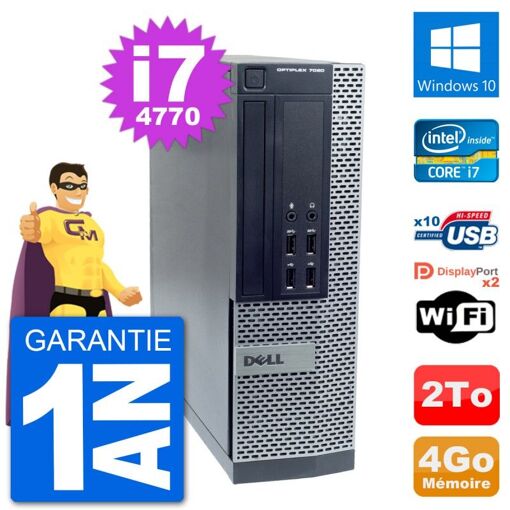 Dell OptiPlex 7020 SFF PC - Intel i7-4770, 4GB RAM, 2TB HDD, Windows 10, WiFi