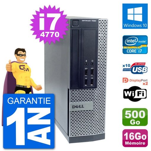 Dell OptiPlex 7020 SFF Desktop PC - Intel i7-4770, 16GB RAM, 500GB Hard Drive, Windows 10