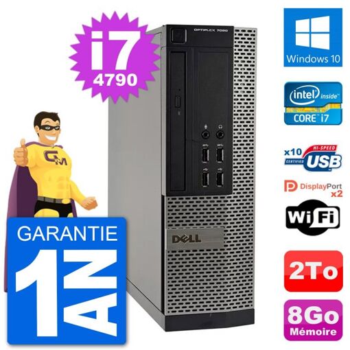 Dell OptiPlex 7020 SFF Desktop PC - Intel i7-4790, 8GB RAM, 2TB HDD, Windows 10, WiFi