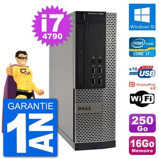 Dell OptiPlex 7020 SFF Desktop PC - Intel i7-4790, 16GB RAM, 250GB SSD, Windows 10, WiFi