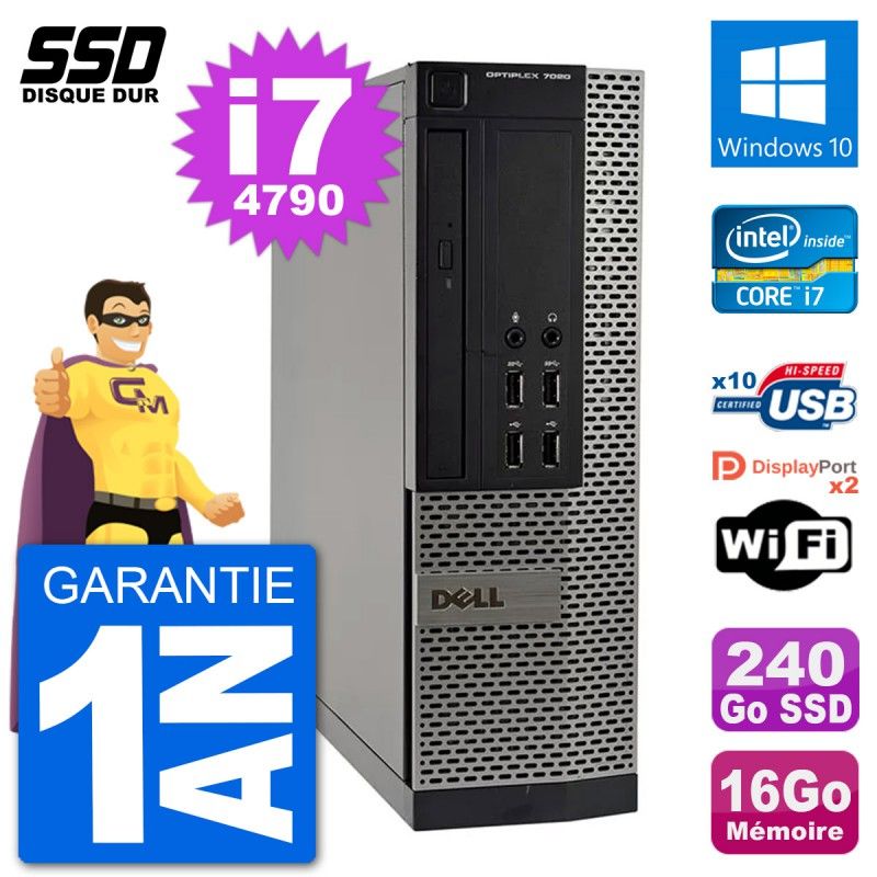 Dell OptiPlex 7020 SFF PC - Intel i7, 16GB RAM, 240GB SSD, Windows 10, Wifi