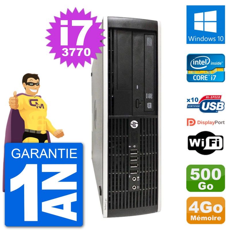 HP Compaq Pro 6300 SFF Desktop Computer - Intel i7-3770, 4GB RAM, 500GB HDD, Windows 10, WiFi
