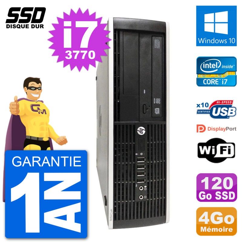 HP Compaq Pro 6300 SFF Desktop PC - Intel i7-3770, 4GB RAM, 120GB SSD, Windows 10, WiFi