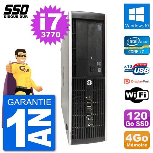 HP Compaq Pro 6300 SFF Desktop PC - Intel i7-3770, 4GB RAM, 120GB SSD, Windows 10, WiFi