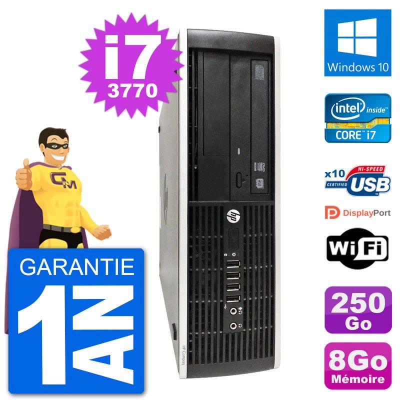 HP Compaq Pro 6300 SFF Desktop PC - Intel i7-3770, 8GB RAM, 250GB HDD, Windows 10, WiFi