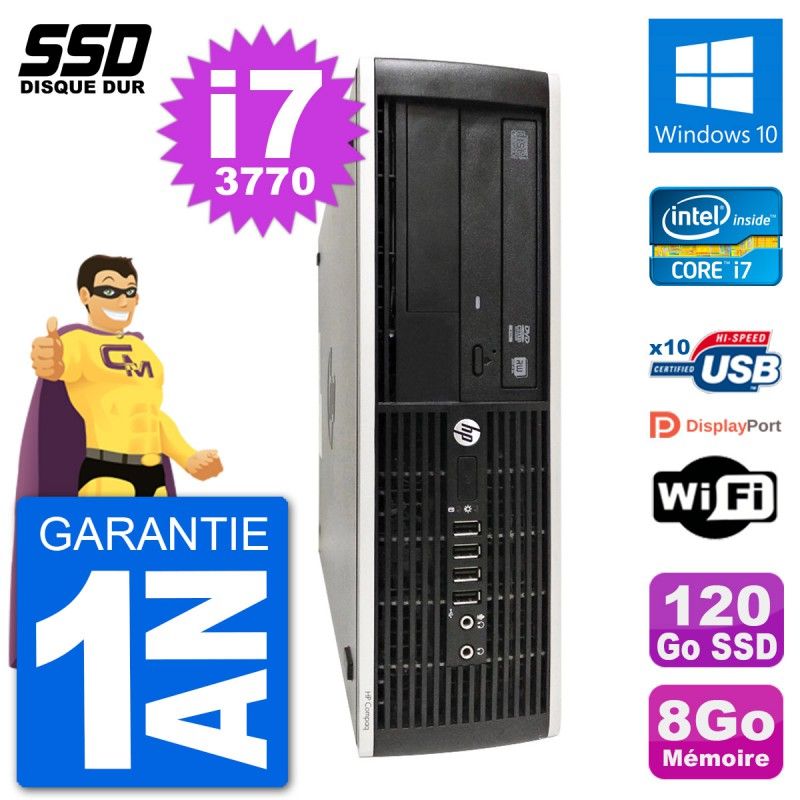 HP Compaq Pro 6300 SFF Desktop PC - Intel i7-3770, 8GB RAM, 120GB SSD, Windows 10, WiFi