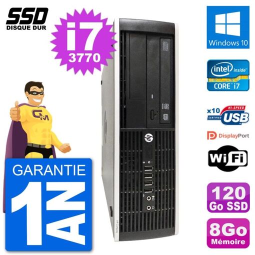 HP Compaq Pro 6300 SFF Desktop PC - Intel i7-3770, 8GB RAM, 120GB SSD, Windows 10, WiFi
