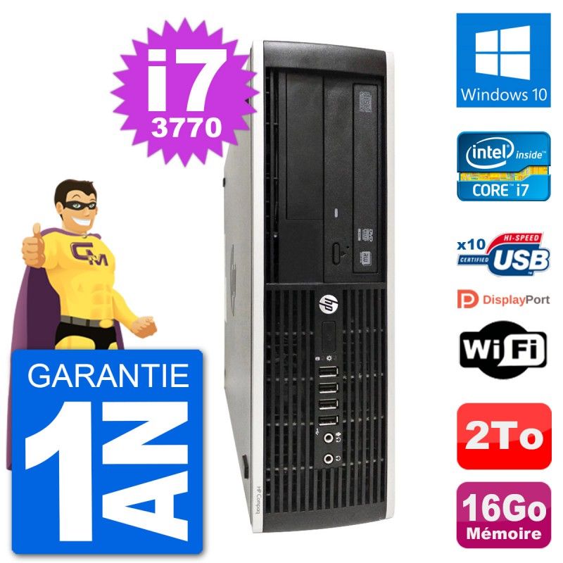 HP Compaq Pro 6300 SFF Desktop PC - Intel i7-3770, 16GB RAM, 2TB HDD, Windows 10, WiFi