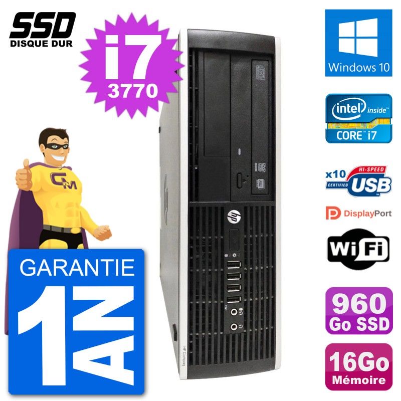 HP Compaq Pro 6300 SFF Desktop PC - Intel i7-3770, 16GB RAM, 960GB SSD, Windows 10, WiFi