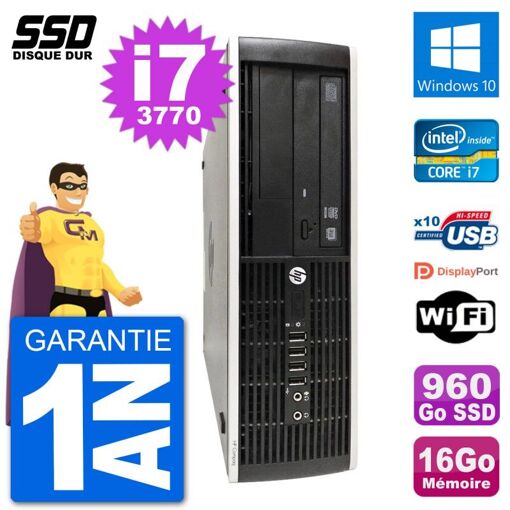HP Compaq Pro 6300 SFF Desktop PC - Intel i7-3770, 16GB RAM, 960GB SSD, Windows 10, WiFi