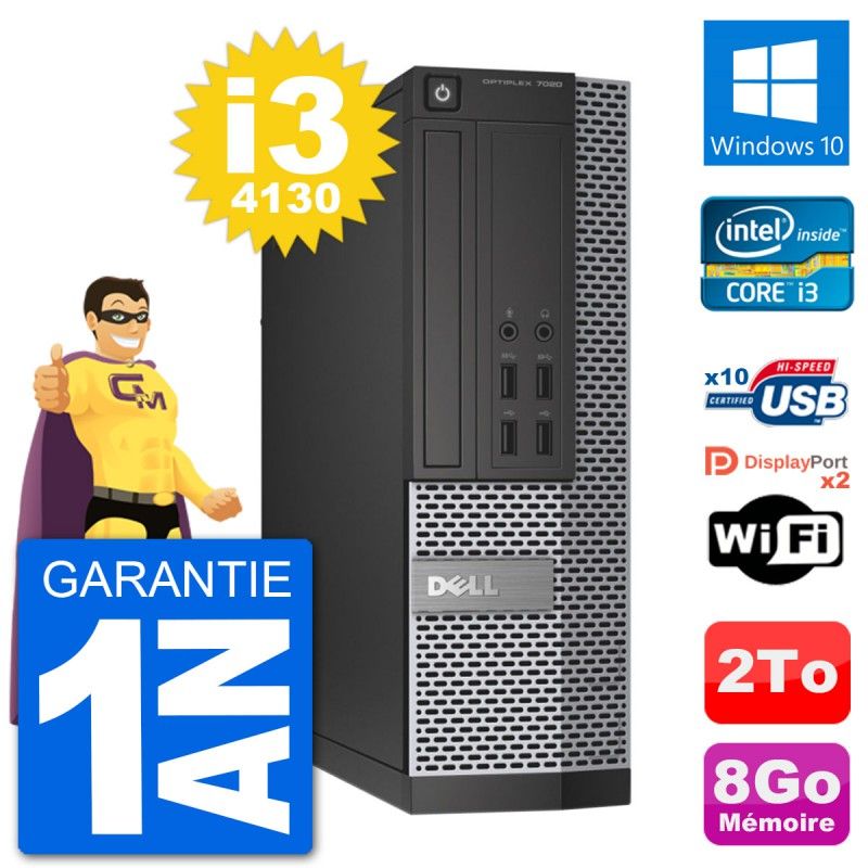 Dell OptiPlex 7020 SFF Desktop PC - Intel i3-4130, 8GB RAM, 2TB HDD, Windows 10, WiFi
