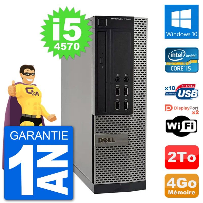 Dell OptiPlex 7020 SFF Desktop PC - Intel i5-4570, 4GB RAM, 2TB HDD, Windows 10, WiFi
