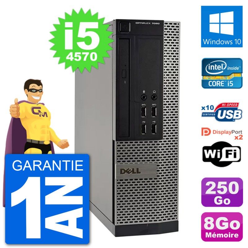 Dell OptiPlex 7020 SFF Desktop PC - Intel i5-4570, 8GB RAM, 250GB HDD, Windows 10, WiFi