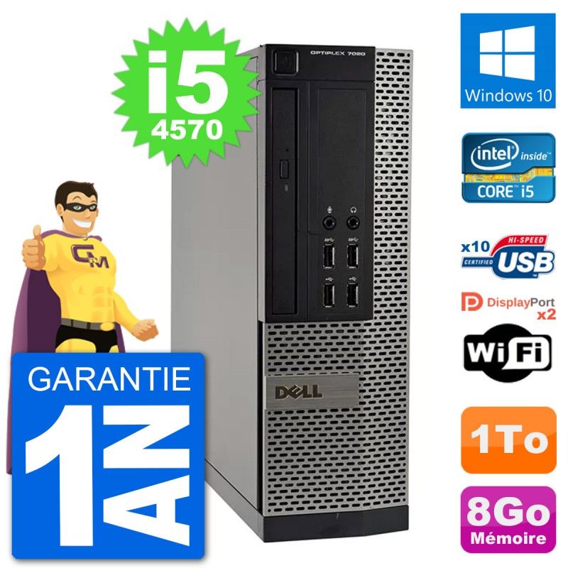 Dell OptiPlex 7020 SFF Desktop PC - Intel i5-4570, 8GB RAM, 1TB HDD, Windows 10, WiFi