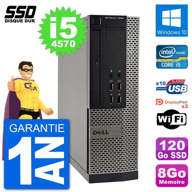 PC de escritorio Dell OptiPlex 7020 SFF - Procesador Intel i5-4570, 8GB de RAM, 120GB SSD, Windows 10, Wifi