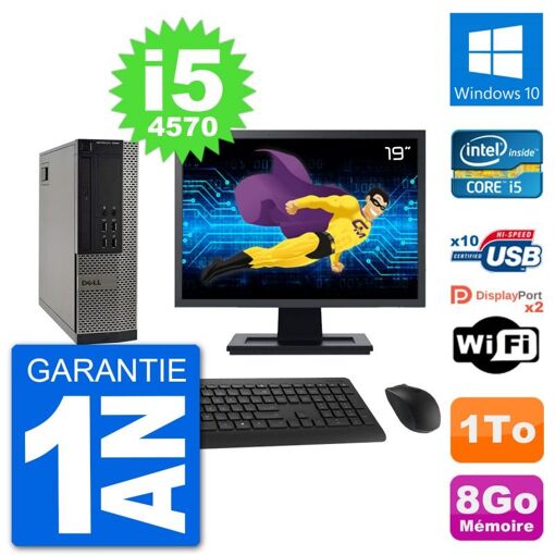 Dell Optiplex 7020 SFF Computer - 19" Screen, Intel i5-4570, 8GB RAM, 1TB HDD, Windows 10, WiFi