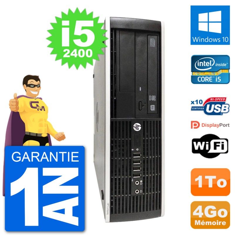 HP Compaq Pro 6300 SFF Desktop PC - Intel i5-2400, 4GB RAM, 1TB HDD, Windows 10, WiFi