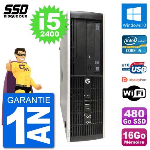 HP Compaq Pro 6300 SFF Desktop PC - Intel i5-2400, 16GB RAM, 480GB SSD, Windows 10, WiFi