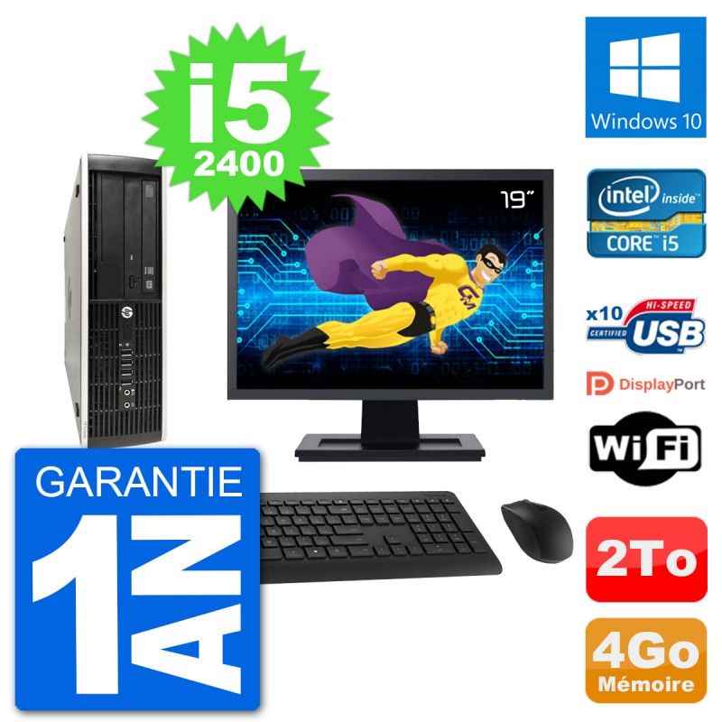 HP Compaq Pro 6300 SFF Desktop PC | 19" Screen | i5-2400 | 4GB RAM | 2TB HDD | Windows 10